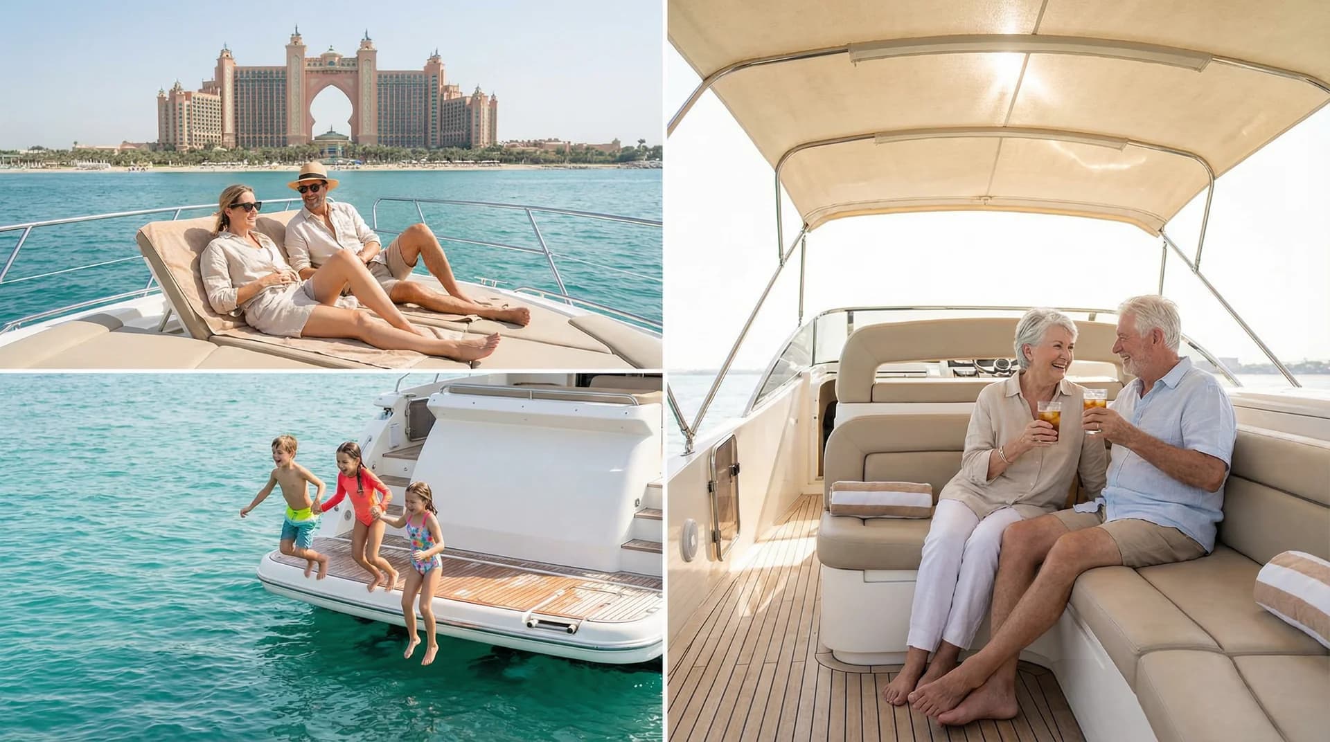 Family Yachts yacht charter options in Dubai - Kid-friendly boats with water toys, slides, and safe swimming areas.
