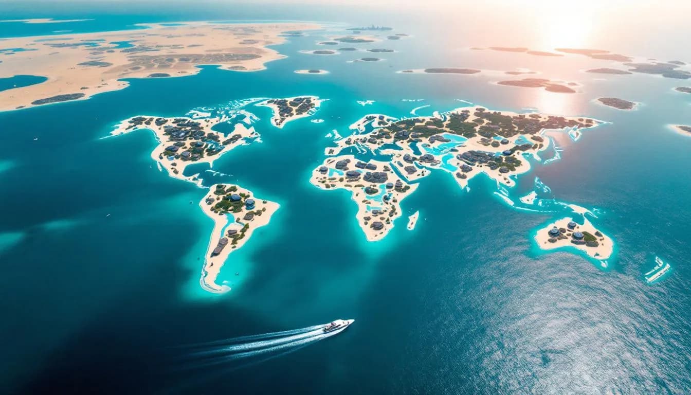 Yacht cruise on the World Islands Tour route in Dubai